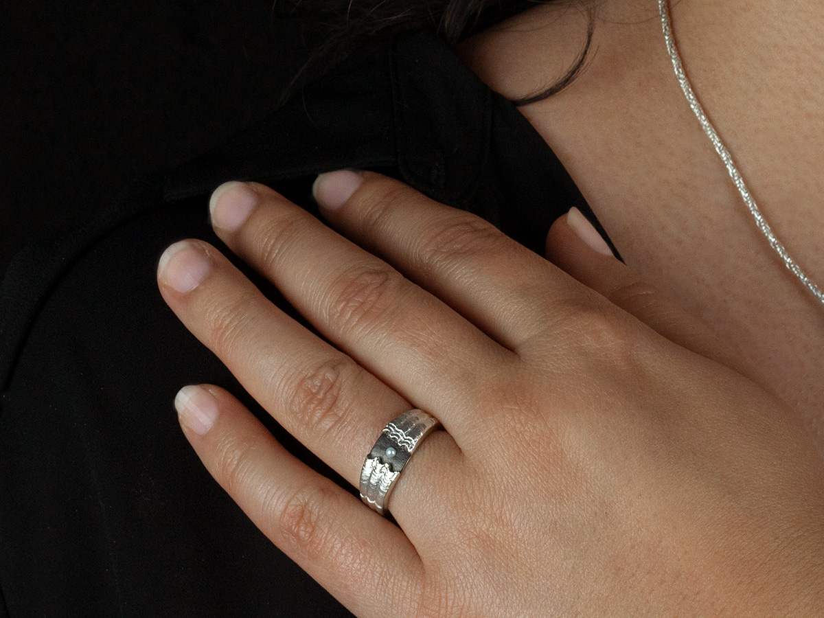 Watt und Muschelglück Ring mit Halbperle Silber