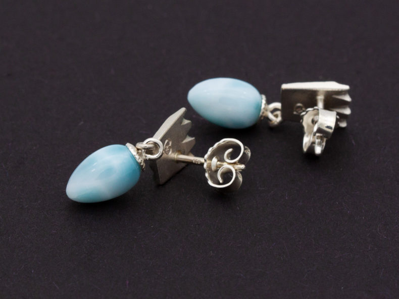 NOORDLEEV Stud earrings in silver with larimar