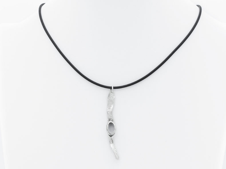 Sterling Silver rubber cord with bladderwrack pendant