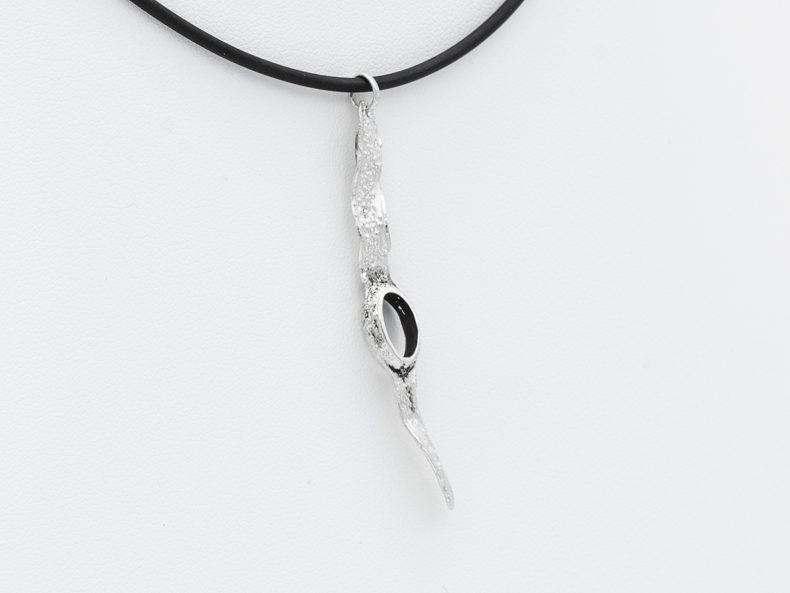 Sterling Silver rubber cord with bladderwrack pendant