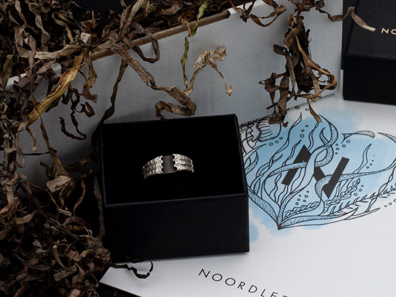 NOORDLEEV Silver ring with seagrass wrapping